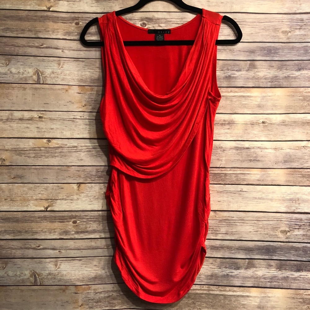 Orange Grace Sleeveless Draped Top